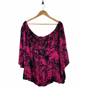 Lane Bryant Pink Black Pattern Blouse Size 26/28